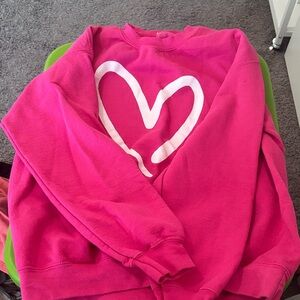 Pink Sweatshirt with Heart Design